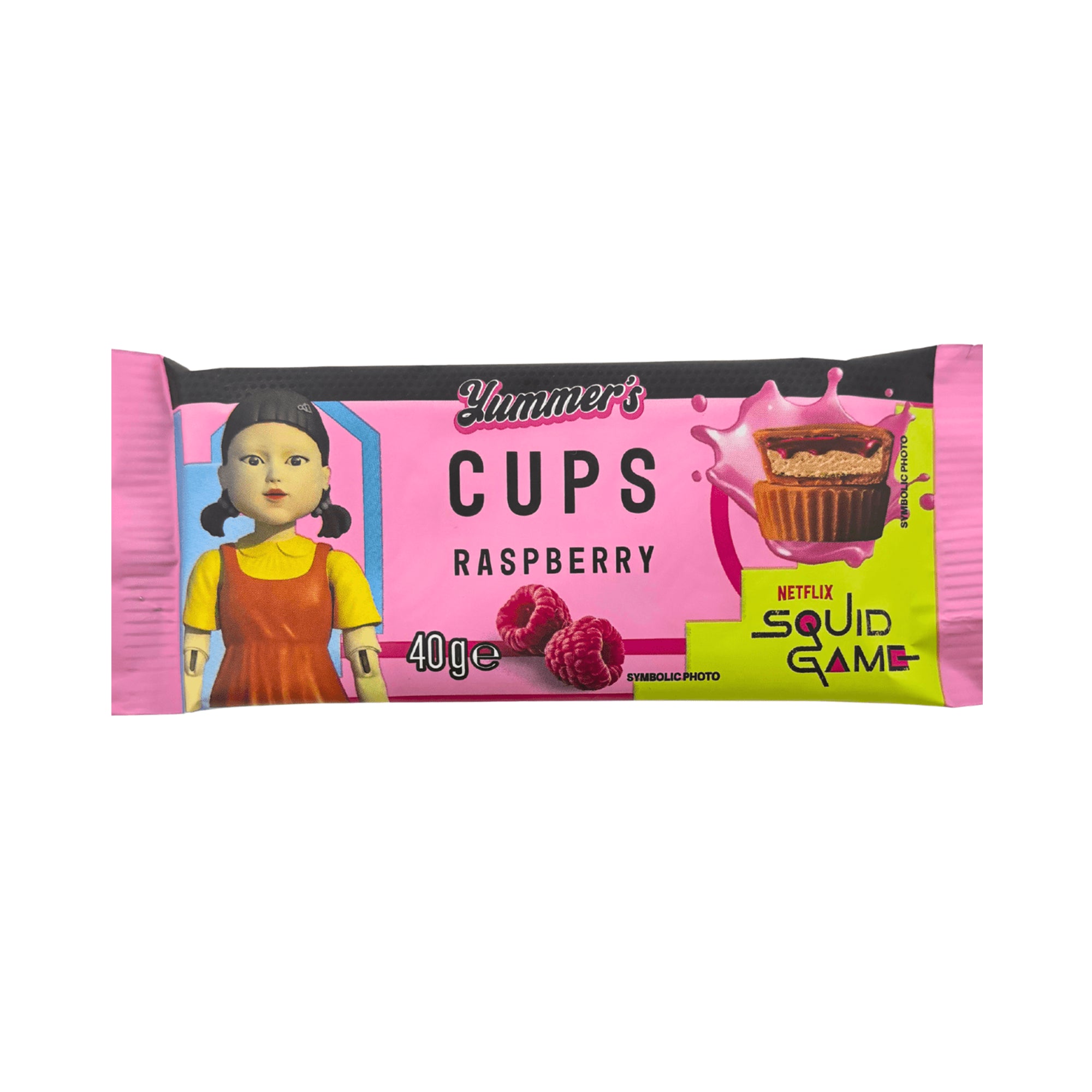 [EAN:5907178133583] YUMMERS SQUID GAME Milk Chocolate Raspberry Cups, 40g